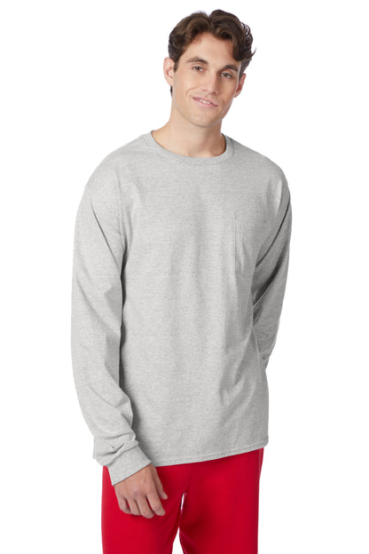 Hanes Authentic-T Long-Sleeve T-Shirt with Pocket - 5596