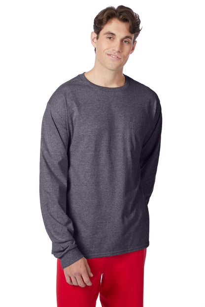 Hanes Authentic-T Long-Sleeve T-Shirt with Pocket - 5596