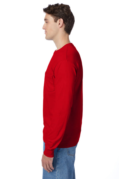 Hanes Authentic-T Long-Sleeve T-Shirt with Pocket - 5596