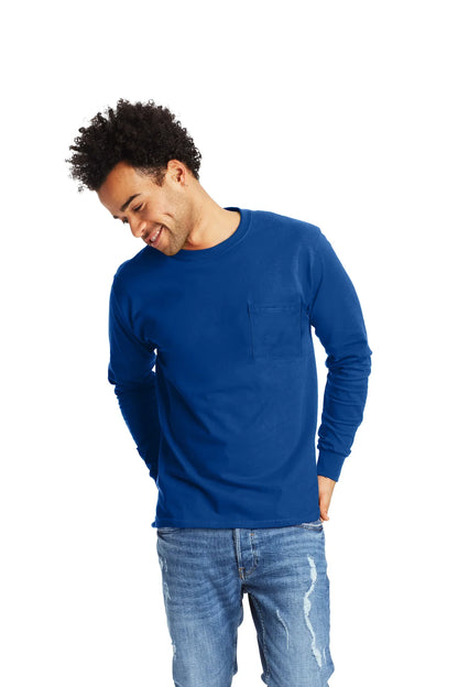 Hanes Authentic-T Long-Sleeve T-Shirt with Pocket - 5596