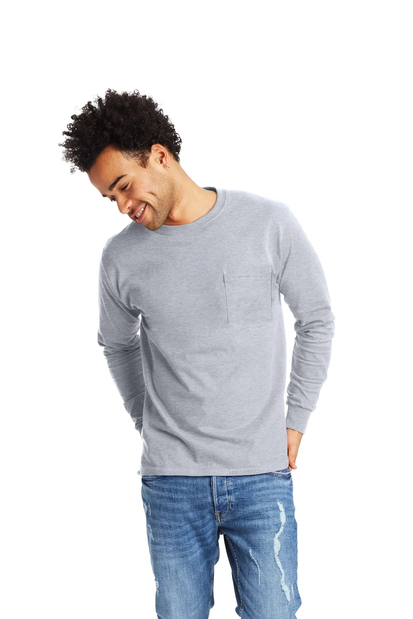 Hanes Authentic-T Long-Sleeve T-Shirt with Pocket - 5596