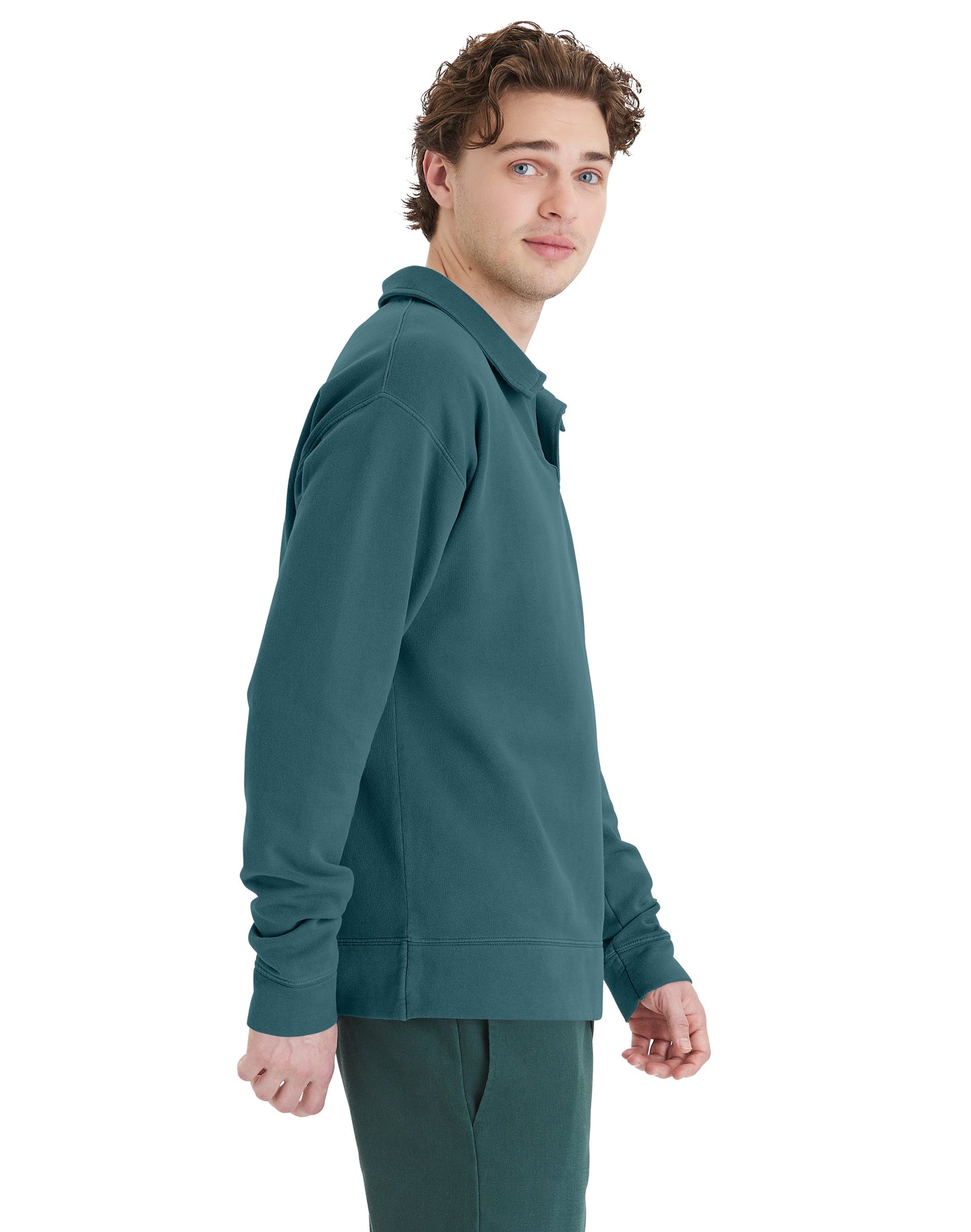 Garment Dye Polo Collar Sweatshirt - GDH490