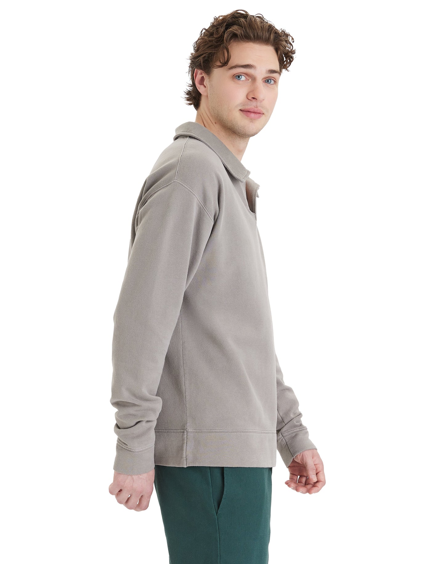 Garment Dye Polo Collar Sweatshirt - GDH490