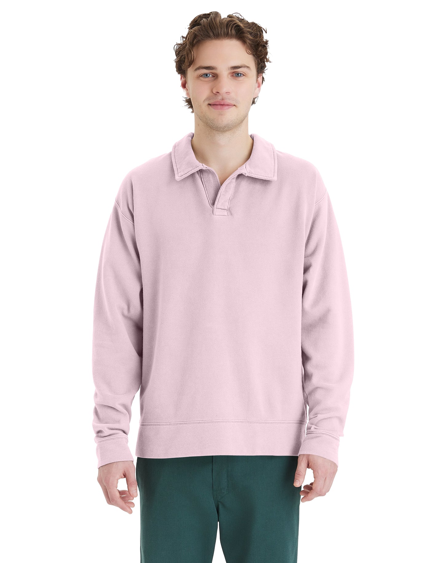 Garment Dye Polo Collar Sweatshirt - GDH490