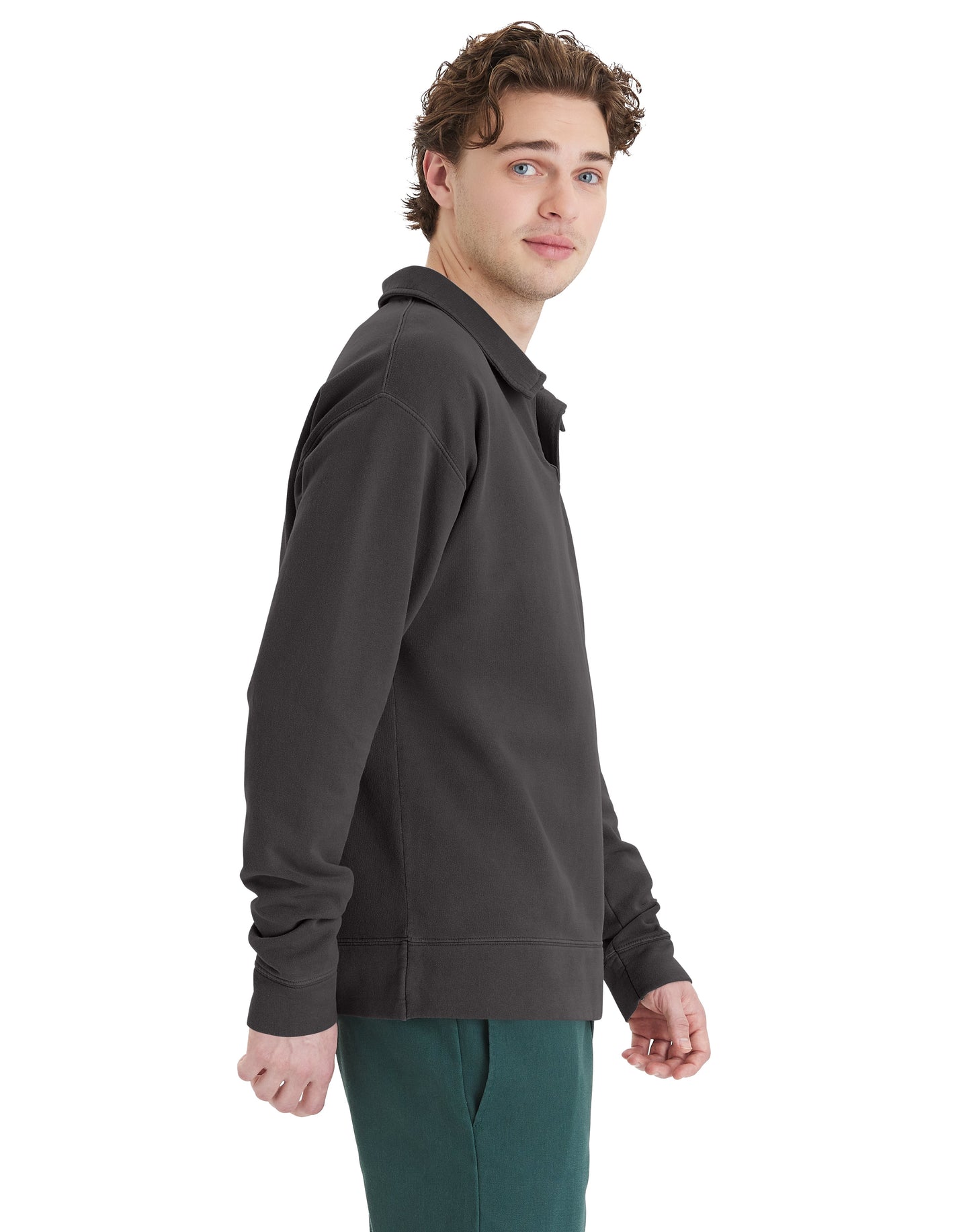 Garment Dye Polo Collar Sweatshirt - GDH490