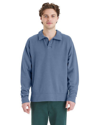 Garment Dye Polo Collar Sweatshirt - GDH490