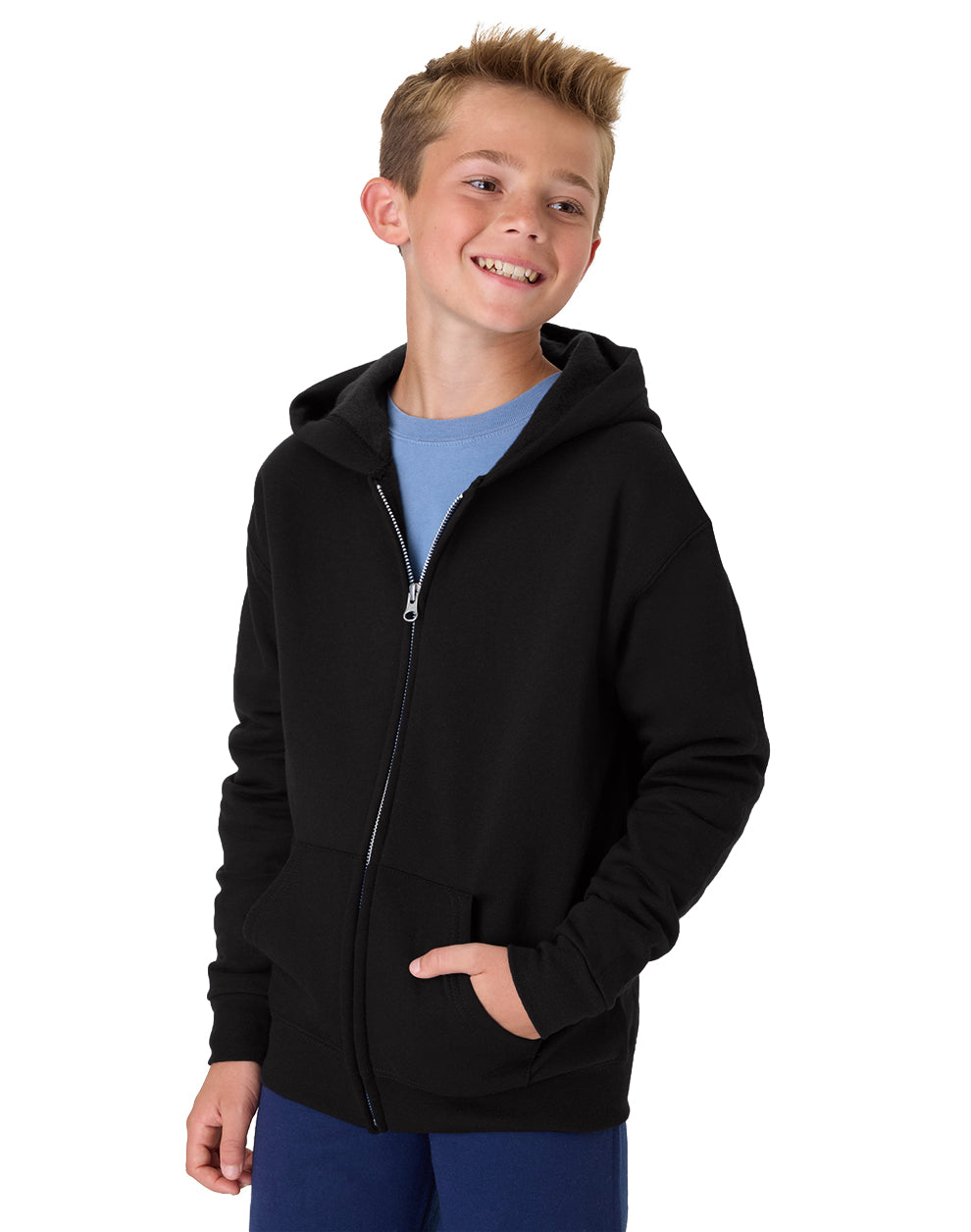 Hanes Youth EcoSmart Full-Zip Fleece Hoodie - P480