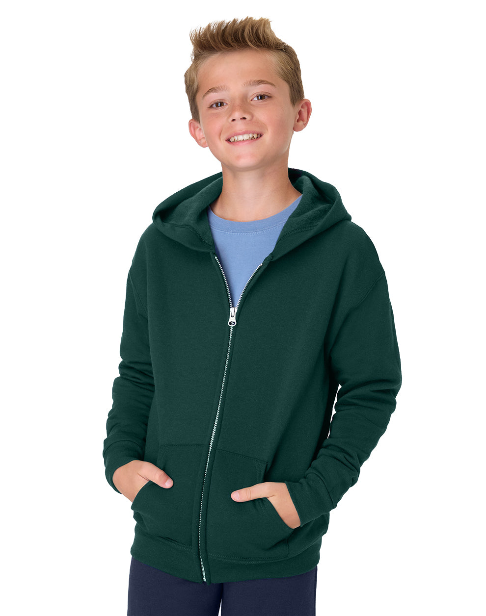 Hanes Youth EcoSmart Full-Zip Fleece Hoodie - P480