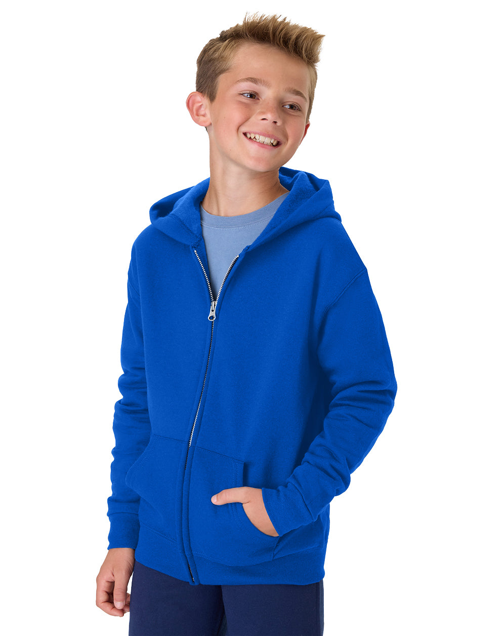 Hanes Youth EcoSmart Full-Zip Fleece Hoodie - P480
