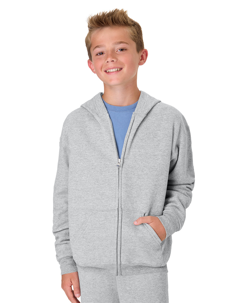 Hanes Youth EcoSmart Full-Zip Fleece Hoodie - P480