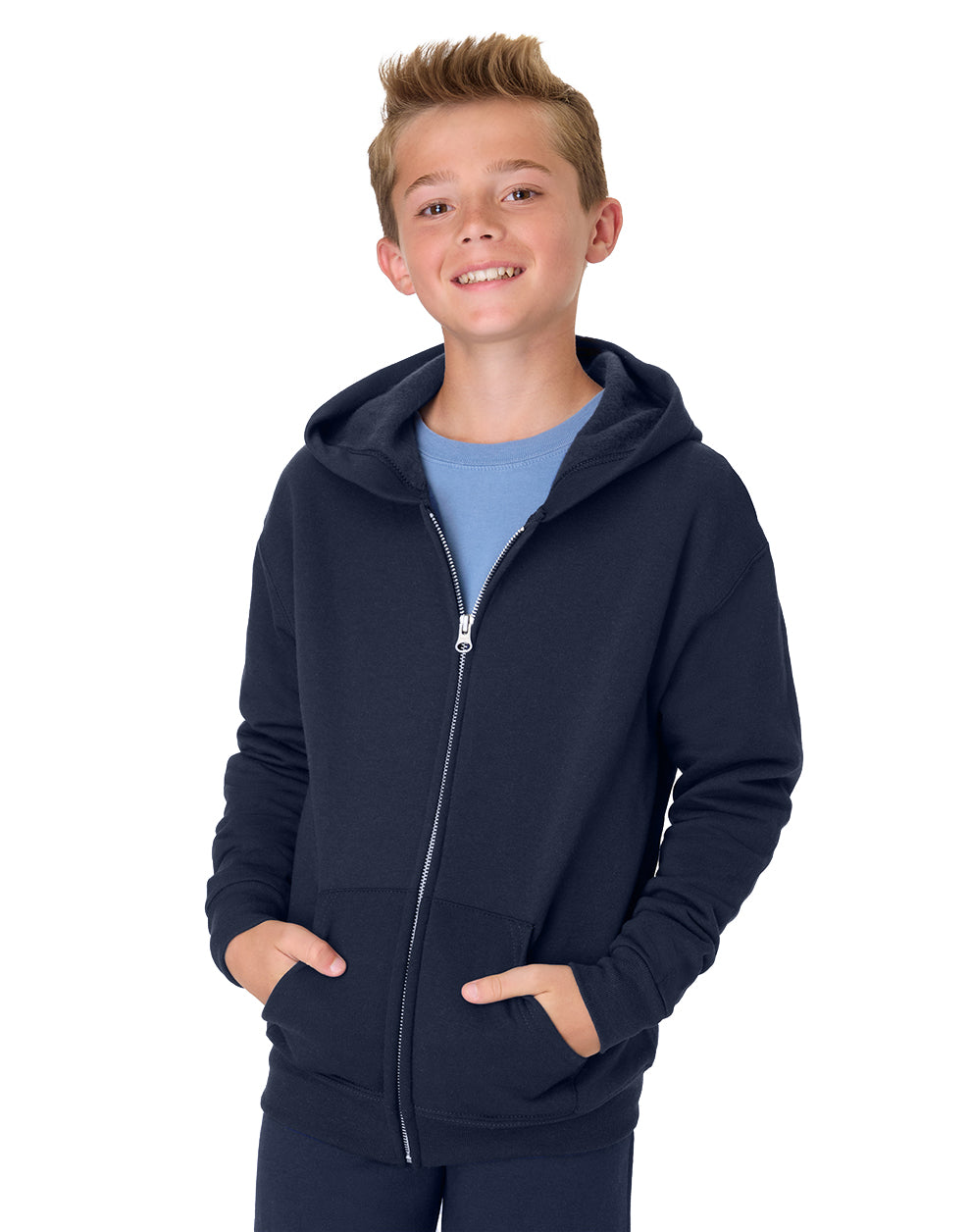 Hanes Youth EcoSmart Full-Zip Fleece Hoodie - P480